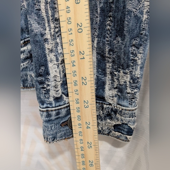 TRUE RELIGION Men's Danny Distressed Ripped Denim Jean Jacket Shredded SP - Picture 10 of 12